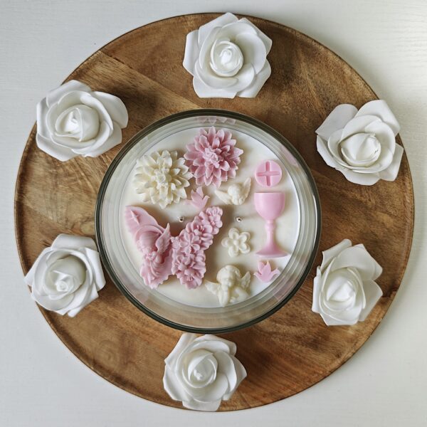 Świeca sojowa KOMUNIJNA róż