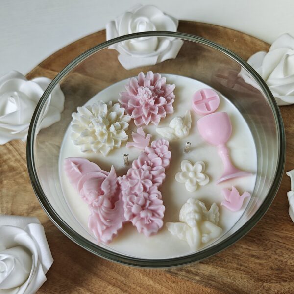 Świeca sojowa KOMUNIJNA róż