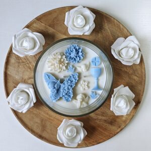 Świeca sojowa KOMUNIJNA niebieska