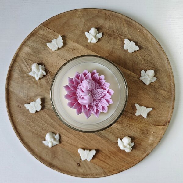 Świeca sojowa KOMUNIA/CHRZEST róż