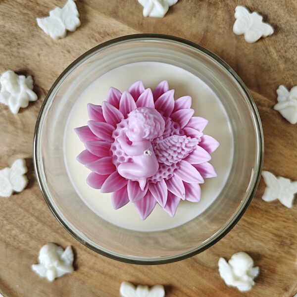 Świeca sojowa KOMUNIA/CHRZEST róż