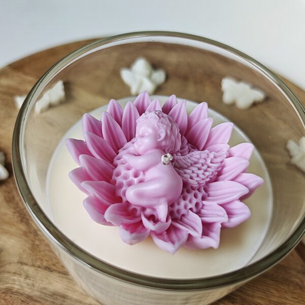 Świeca sojowa KOMUNIA/CHRZEST róż